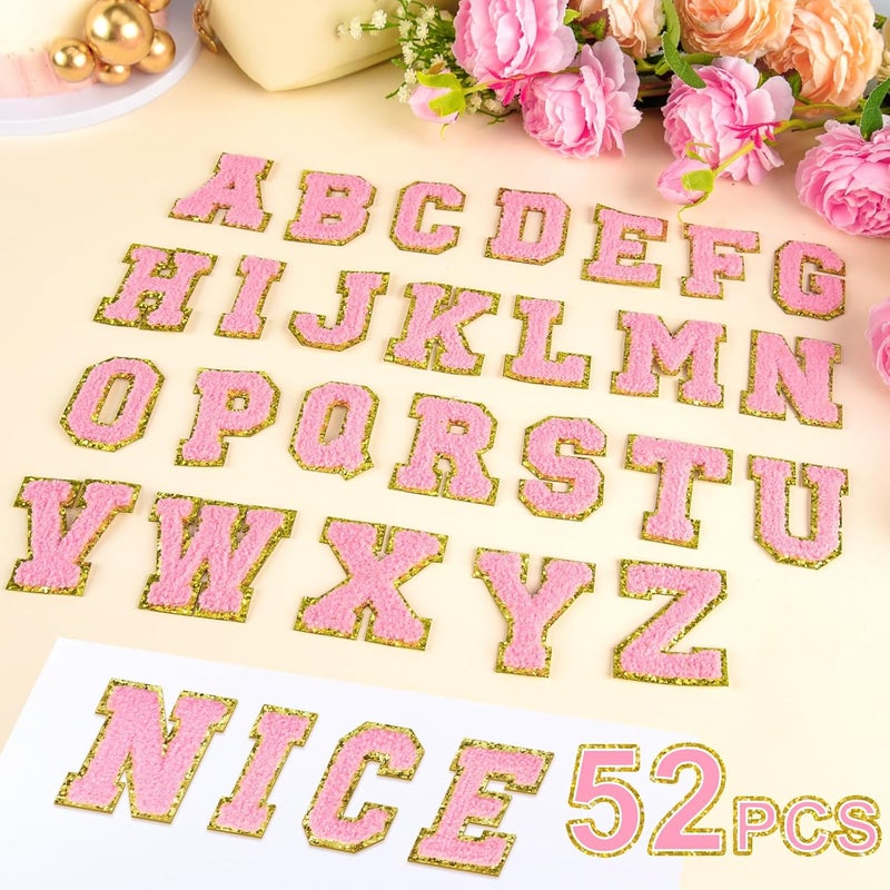 ASTARON 52 Pcs Self Adhesive Letter Patches Chenille Letters Stickers, A-Z Embroidered Applique Patches Alphabet Cloth Patch for Clothes, Bags, Hat, Phone Case, DIY Accessories (Light Pink) - Image 3